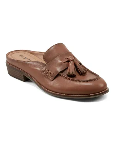 Earth Women's Everett Casual Slip-on Round Toe Loafers In Medium Brown Leather