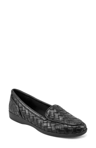 Easy Spirit Devit Woven Apron Toe Flat In Black