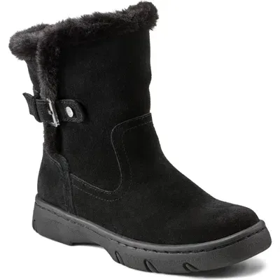 Easy Spirit Graye Faux Shearling Boot In Black Suede