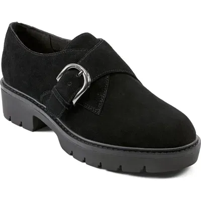 Easy Spirit Kasen Monk Strap Loafer In Black Suede