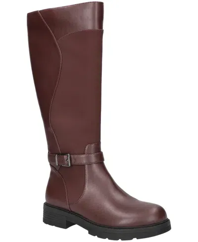 Easy Street Women's Erica Plus Athletic Shafted Tall Boots In Burgundy