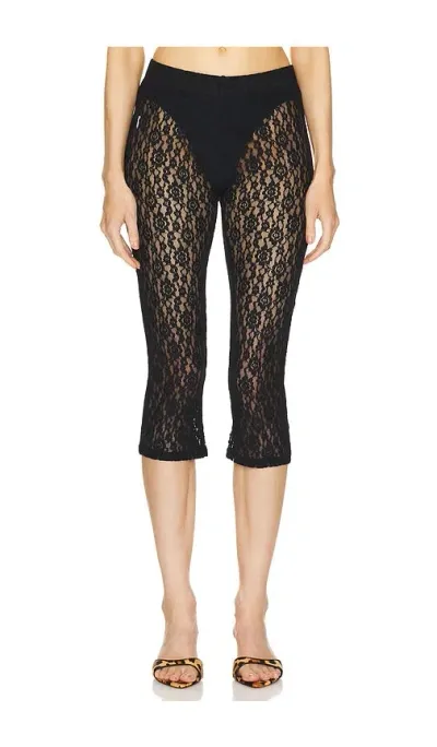 Eb Denim Lace Capri In Black