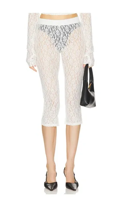 Eb Denim Lace Capri In White