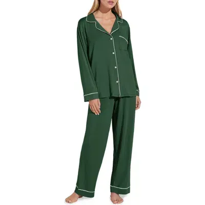 Eberjey Gisele Jersey Knit Pajamas In Forest Green Ivory