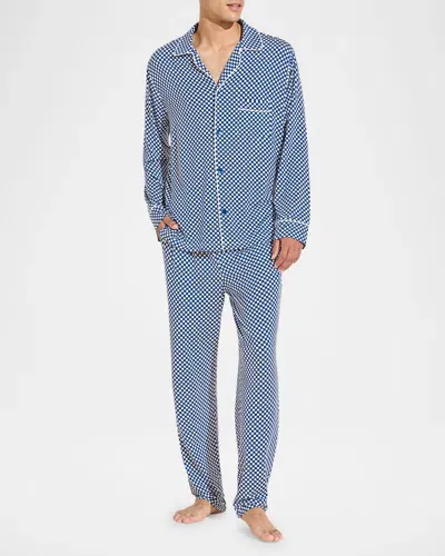 Eberjey Men's William Printed Long-sleeve Pajama Set In Navy