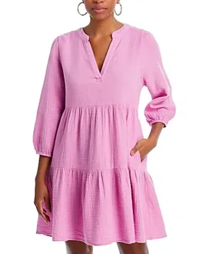 Echo Kiki Gauze Mini Dress Swim Cover-up In Cyclamen