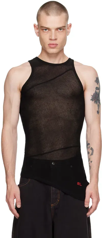 Eckhaus Latta Black Spiral Tank Top In Jet