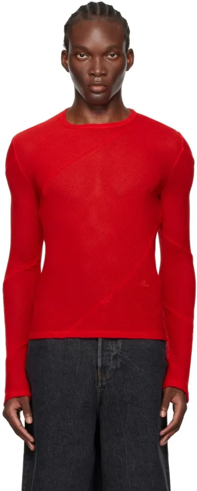 Eckhaus Latta Red Spiral Long Sleeve T-shirt