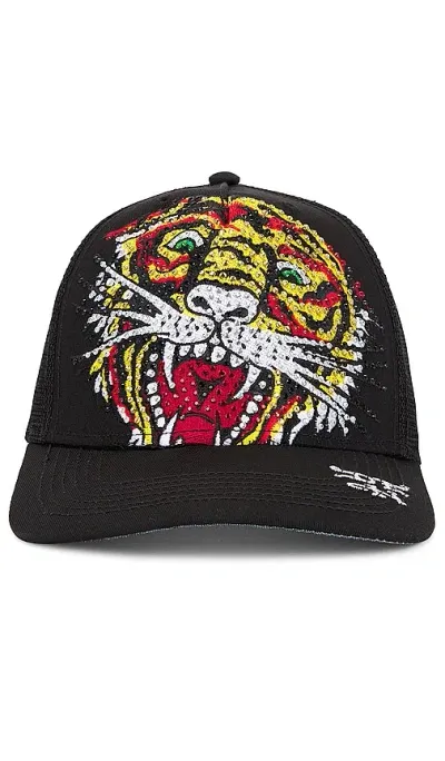 Ed Hardy Rhinestone Tiger Hat In 黑色