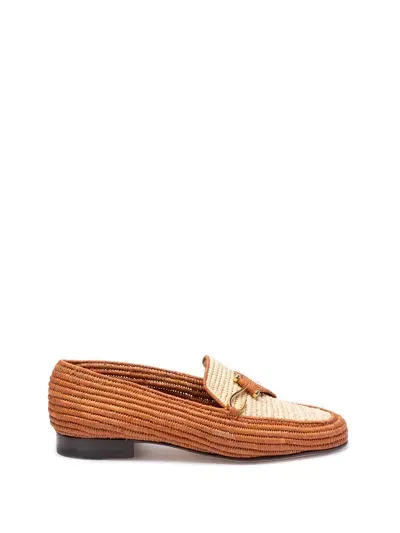 Edhen Milano Agadir Interwoven Raffia Loafers In Brown