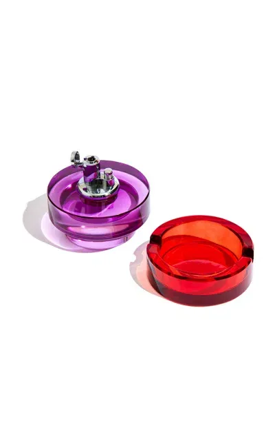 Edie Parker Glass Tabletop Lighter In Berry