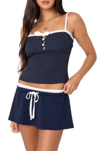 Edikted Baxter Rib Button Front Stretch Camisole In Navy