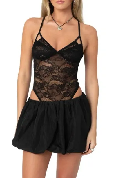 Edikted Cutout Lace Bodysuit In Black