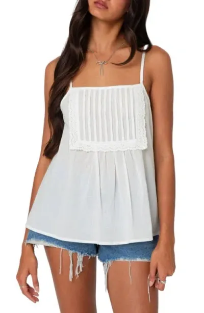 Edikted Eyelet Trim Pintuck Bib Camisole In White