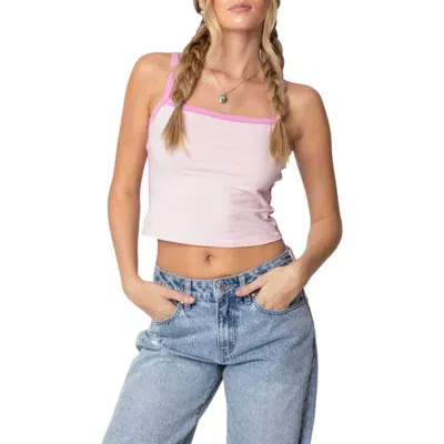 Edikted Francesca Contrast Binding Crop Camisole In Pink