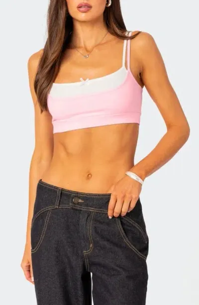 Edikted Gracie Layered Crop Camisole In Light Pink