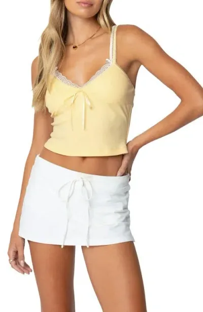 Edikted Lacy Layered Crop Camisole In Yellow