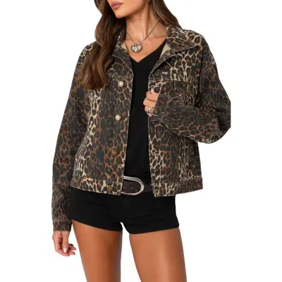 Edikted Leopard Print Denim Jacket