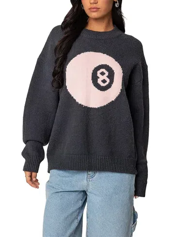 Edikted Magic 8 Oversized Chunky Knit Sweater In Dark Gray