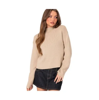 Edikted Women's Kimberly Mock Neck Sweater In Beige