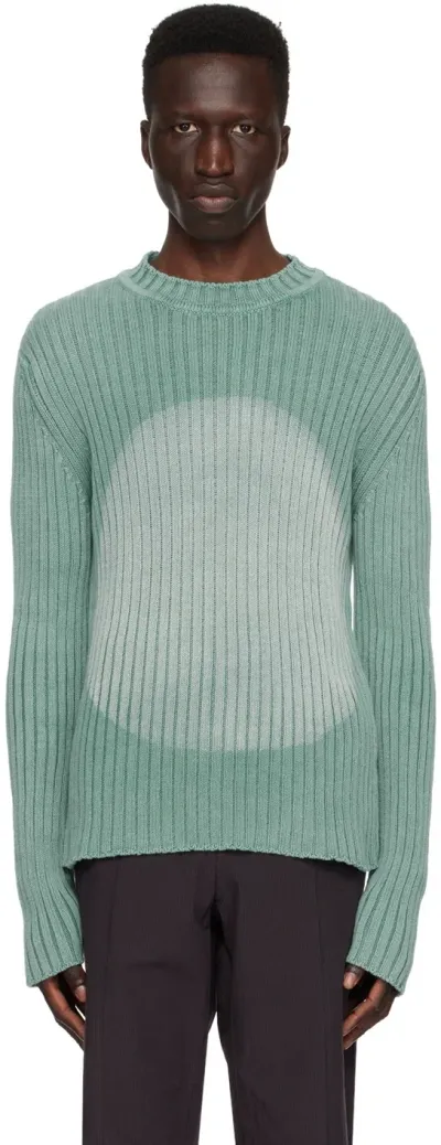 Edward Cuming Blue Rib Sweater In Washed Aqua