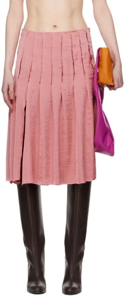 Edward Cuming Pink & Burgundy Pleat Around Midi Skirt In Pink/ Burgundy