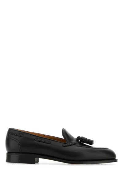 Edward Green Black Leather Belgravia Loafers In Blackcalf