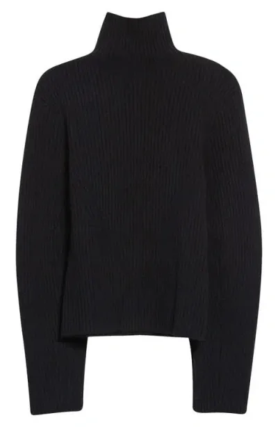 Eenk Rib Wool Blend Turtleneck Sweater In Black