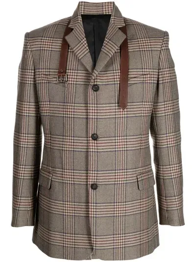 Egonlab Alice Checked Wool-blend Blazer In Brown