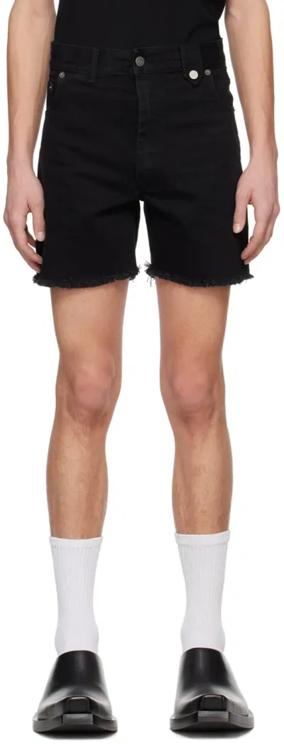 Egonlab Black Stonewashed Denim Shorts