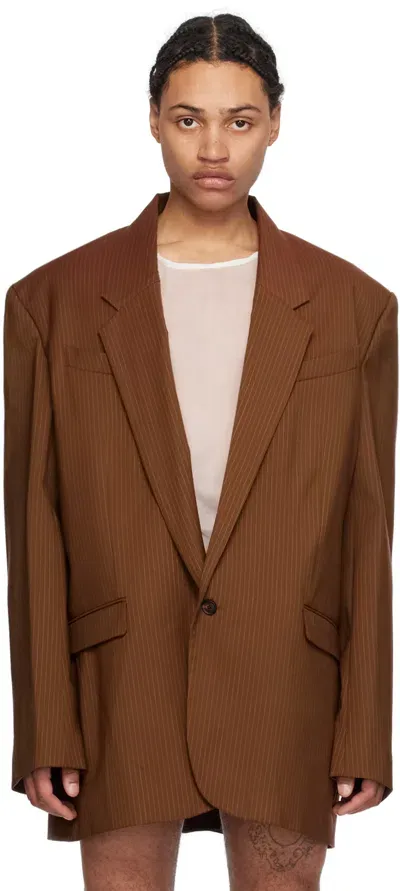 Egonlab Brown Pinstripe Blazer In Brwn