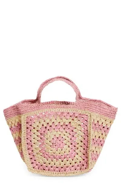 Eilaf Howdah Crochet Raffia Tote In Pink