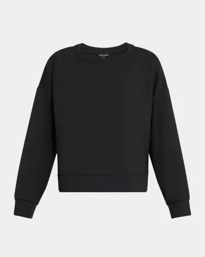 Eileen Fisher Crewneck Lightweight Ponte Sweatshirt In Black