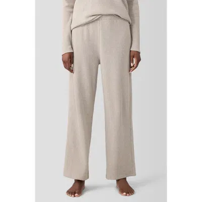 Eileen Fisher Sleep Organic Cotton Waffle Knit Straight Ankle Pants In Wheat