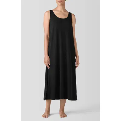 Eileen Fisher Sleep Sleeveless Organic Cotton Maxi Dress In Black