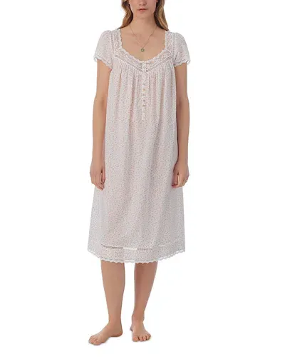 Eileen West Waltz Lace Trim Nightgown In White Daisy