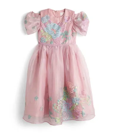 Eirene Kids' Flower Appliqué Dress In Pink