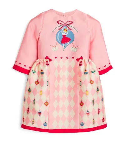 Eirene Kids' Satin Embellished Festive Dress In Pink