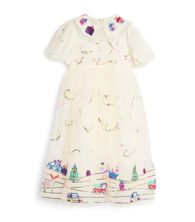 Eirene Kids' Tulle Embroidered Festive Dress In White