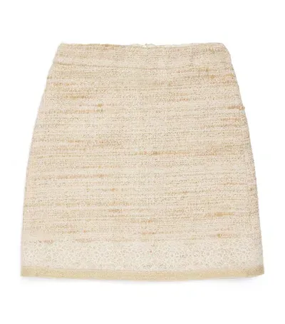 Eirene Kids' Wool-blend Lace-trimmed Mini Skirt In Neutral