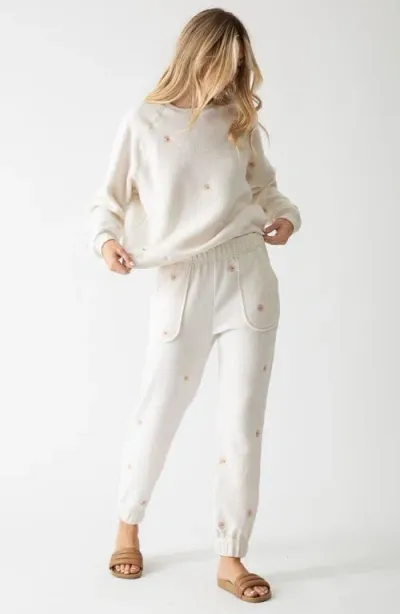 Electric & Rose Daisy Embellished Fleece Sweatshirt In Ivory