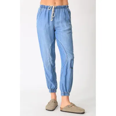 Electric & Rose Super Loved Tie Waist Pants In Medium Denim Blue