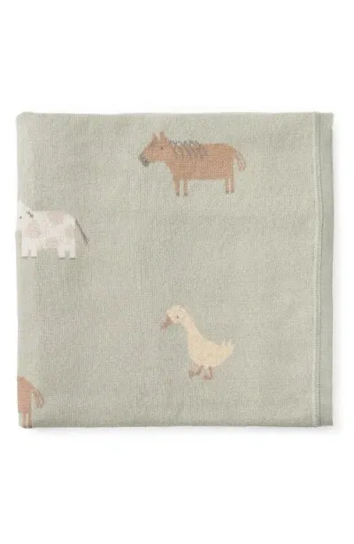 Elegant Baby Kids'  On The Farm Cotton Knit Blanket In Green