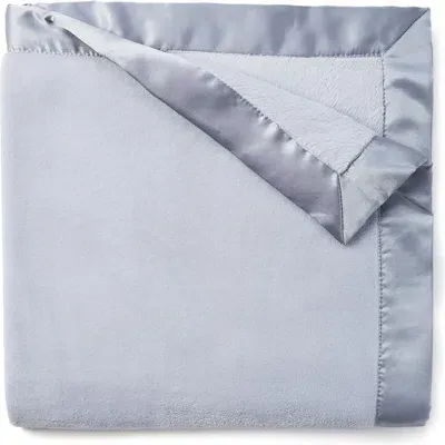 Elegant Baby Satin Trim Fleece Blanket In Blue