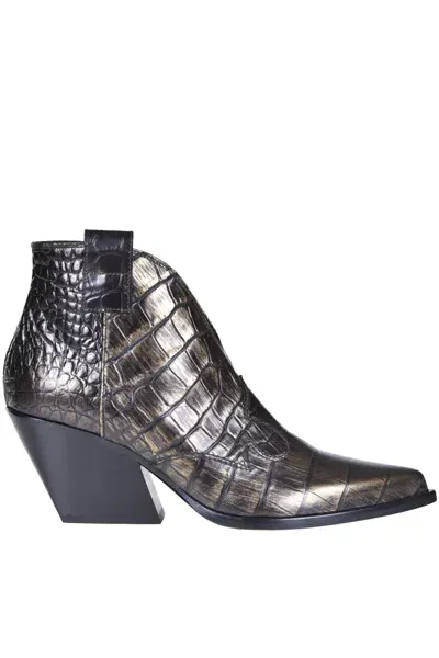 Elena Iachi Blues Texan Ankle Boots In Gold