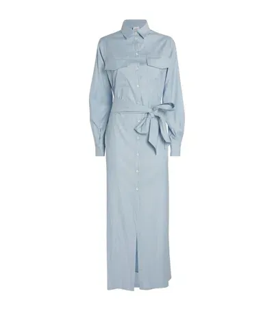 Eleventy Belted Midi Shirt Dress In Blue