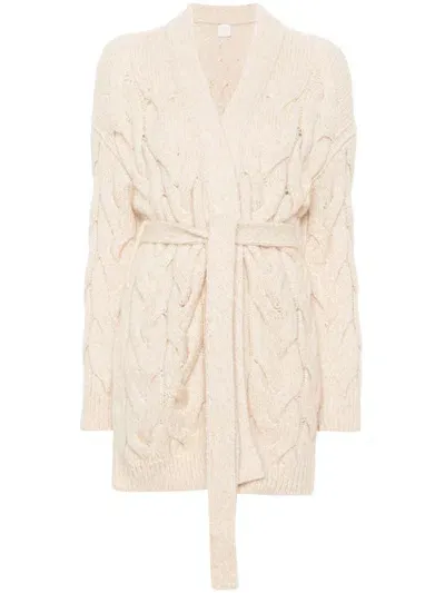 Eleventy Cable-knit Cardi-coat In Neutrals