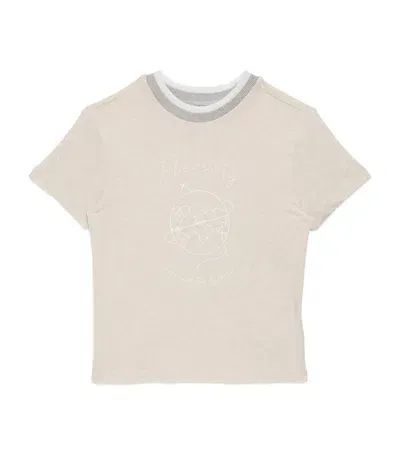 Eleventy Kids' Cotton Logo T-shirt In Beige