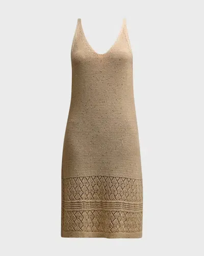 Eleventy Crochet-knit Mini Dress In Beige