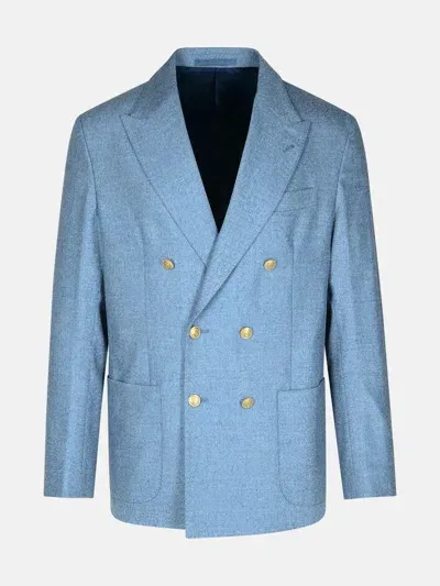 Eleventy Light Blue Wool And Cashmere Blend Blazer